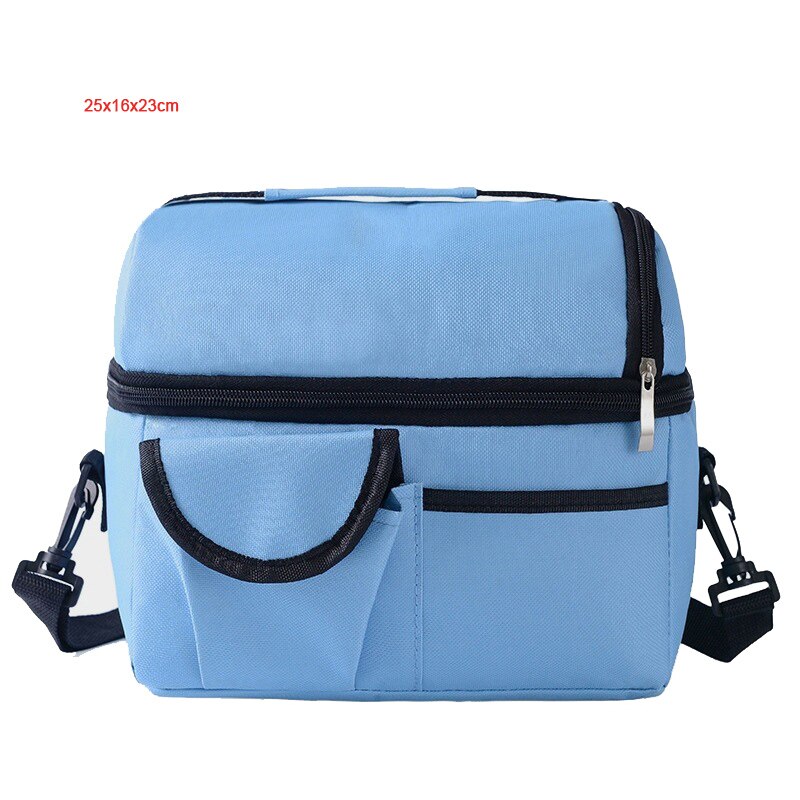 High Capacity Waterproof Lunch Bag Shoulder Crossbody Food Thermal Handbags Adult Kids Outdoor Picnic Storage Pouch Accessory: C Light Blue
