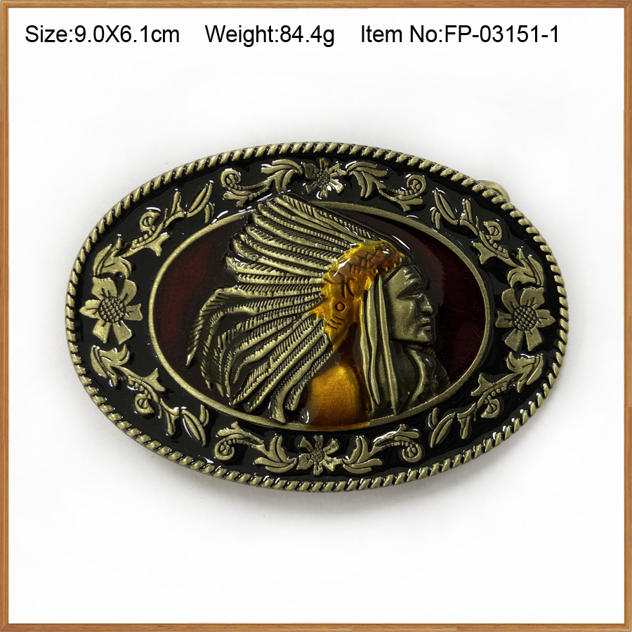 BuckleClub retro zwart geëmailleerde zinklegering gesp FP-03137 tinnen afwerking voor 4 cm breedte riem: Laser Bright