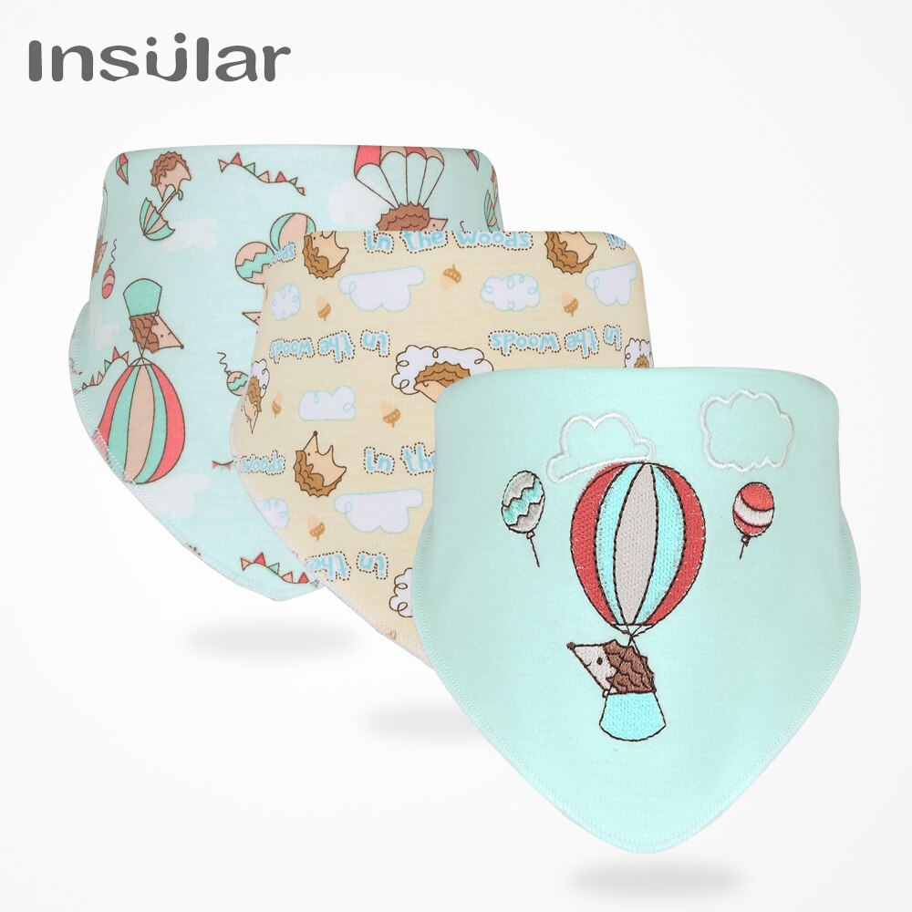 3-Pack Baby Slabbertjes - Dubbellaags Katoen - Dierenprint