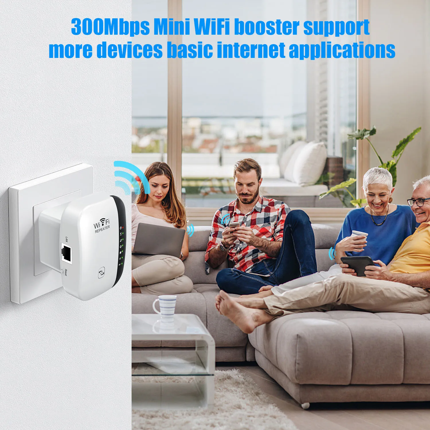 Third Generation Seven-lamp 300Mbps Wireless WIFI Repeater 2.4G Router Range Extender Wi-Fi Signal Amplifier Home