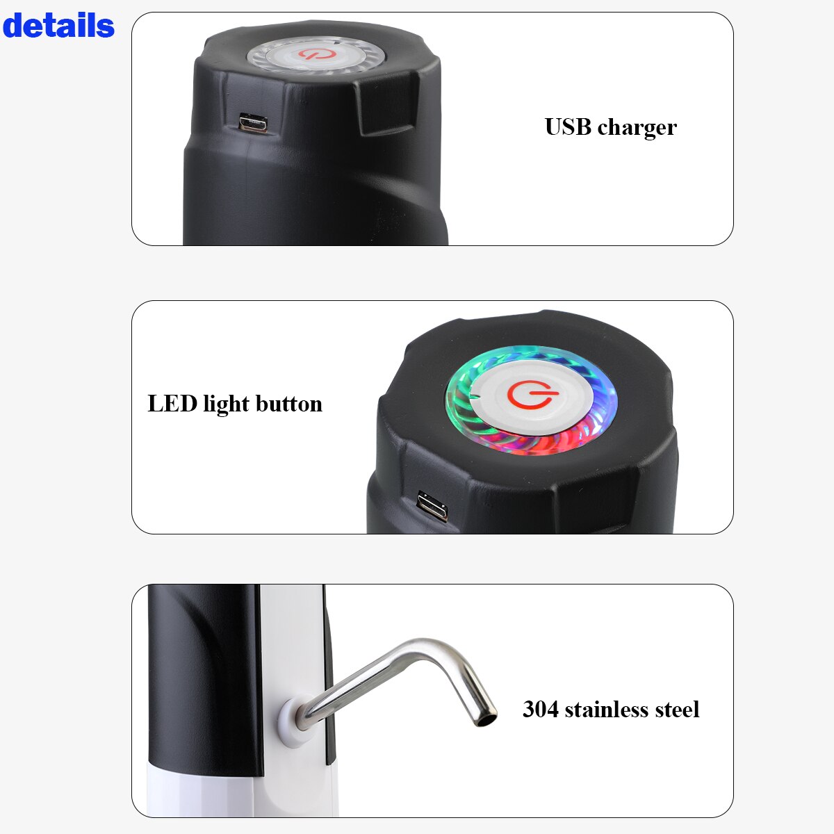 Automatic Electric Water Pump USB Charging Multi-interface Bottled Drinking Water Press Pump Dispenser Water Pumping Device