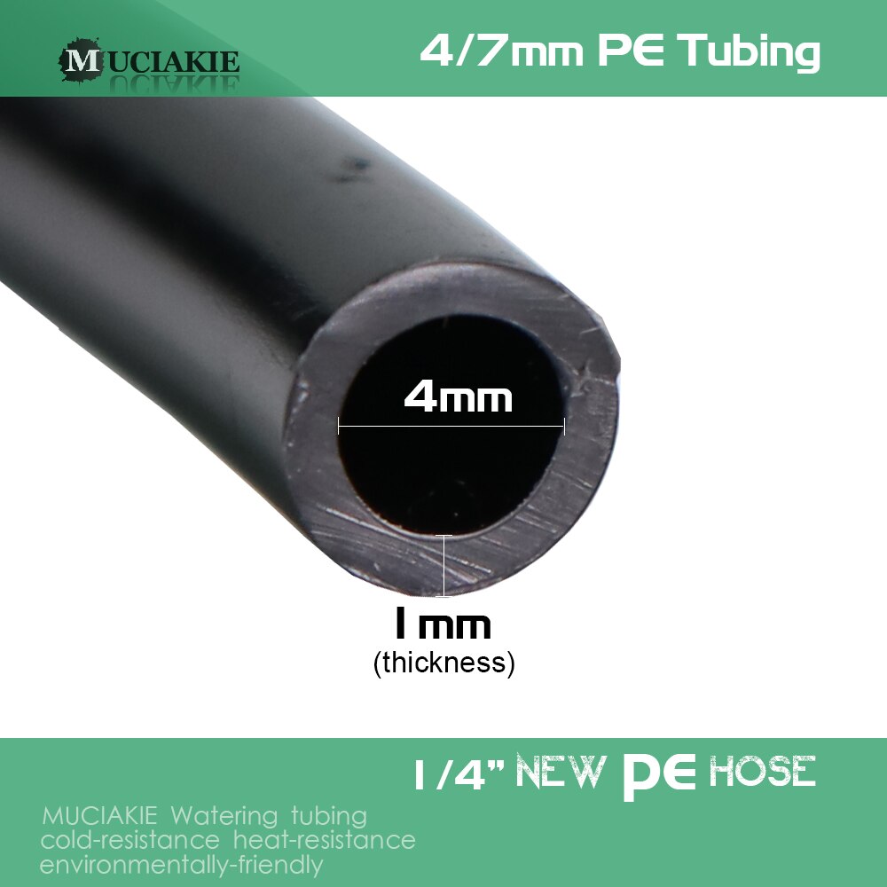 Muciakie 1/4 '' pe slange svart rør fleksibel rørlegger slange for hage vann vanning ro vann filter system akvarierør