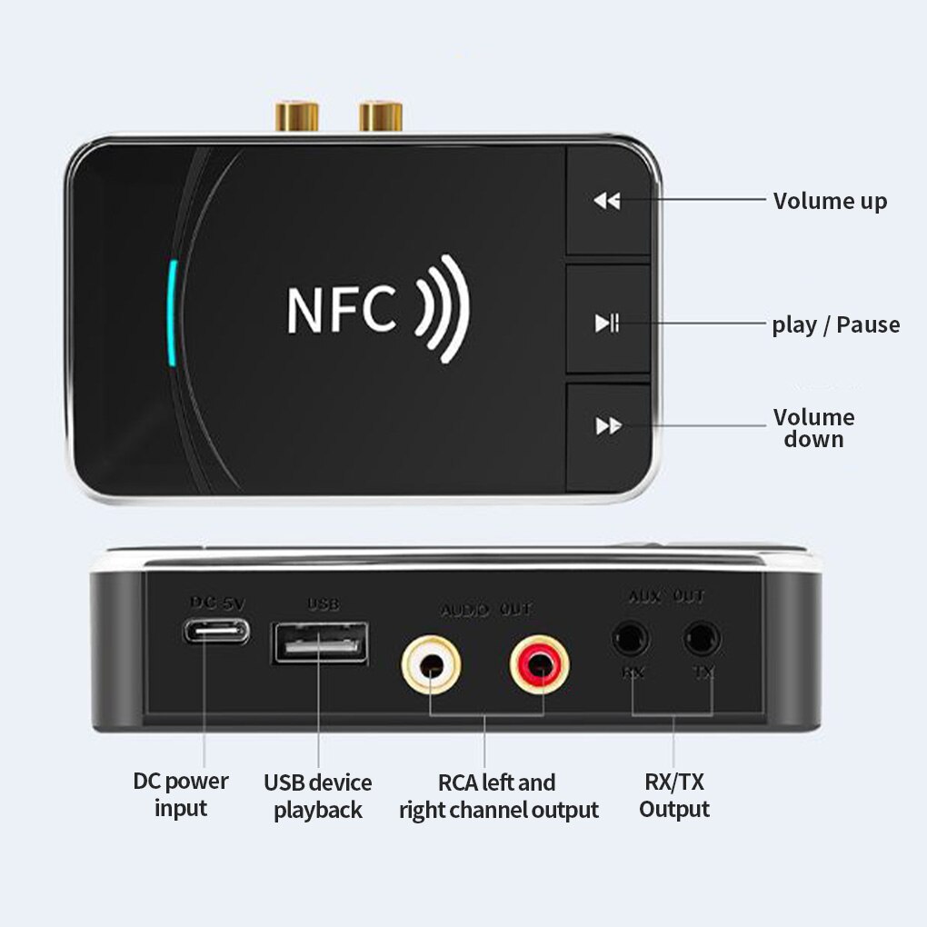 Bluetooth 5.0 Ontvanger Zender Fm Stereo Aux 3.5Mm Jack Rca Optische Draadloze Handsfree Call Nfc Bluetooth Audio Adapter Tv