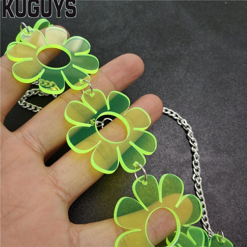 Kuguys Rock Hiphop Ketting Voor Vrouwen Mode Dames Bloem 3 Kleuren Chokers Kettingen Link Chain Dj Ds Accessoires