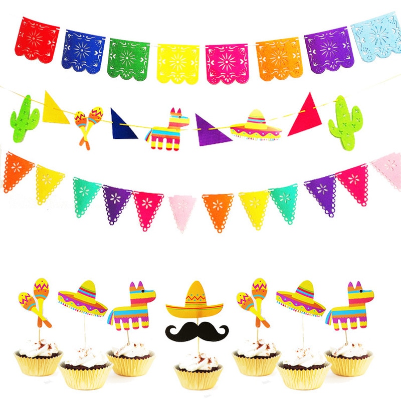 Theme Party Alpaca Paper Mexican PINATA Themed Party Decor Banner Llama Party Cactus Hat Cake Topper Baby
