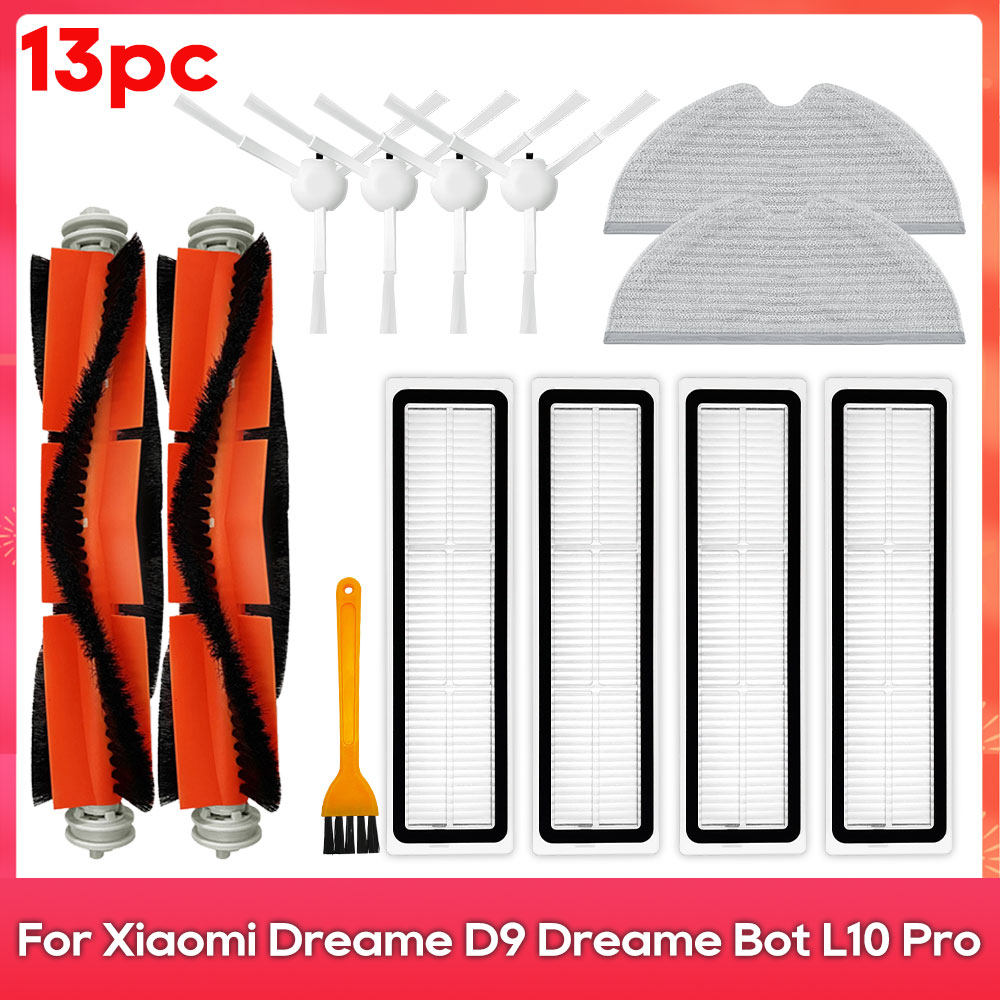 Compatible For ( Dreame D9, L10 Pro, Trouver Robot LDS Vacuum Finder ) Spare Parts Accessories Main Side Brush Mop Hepa Filter: Dark Khaki