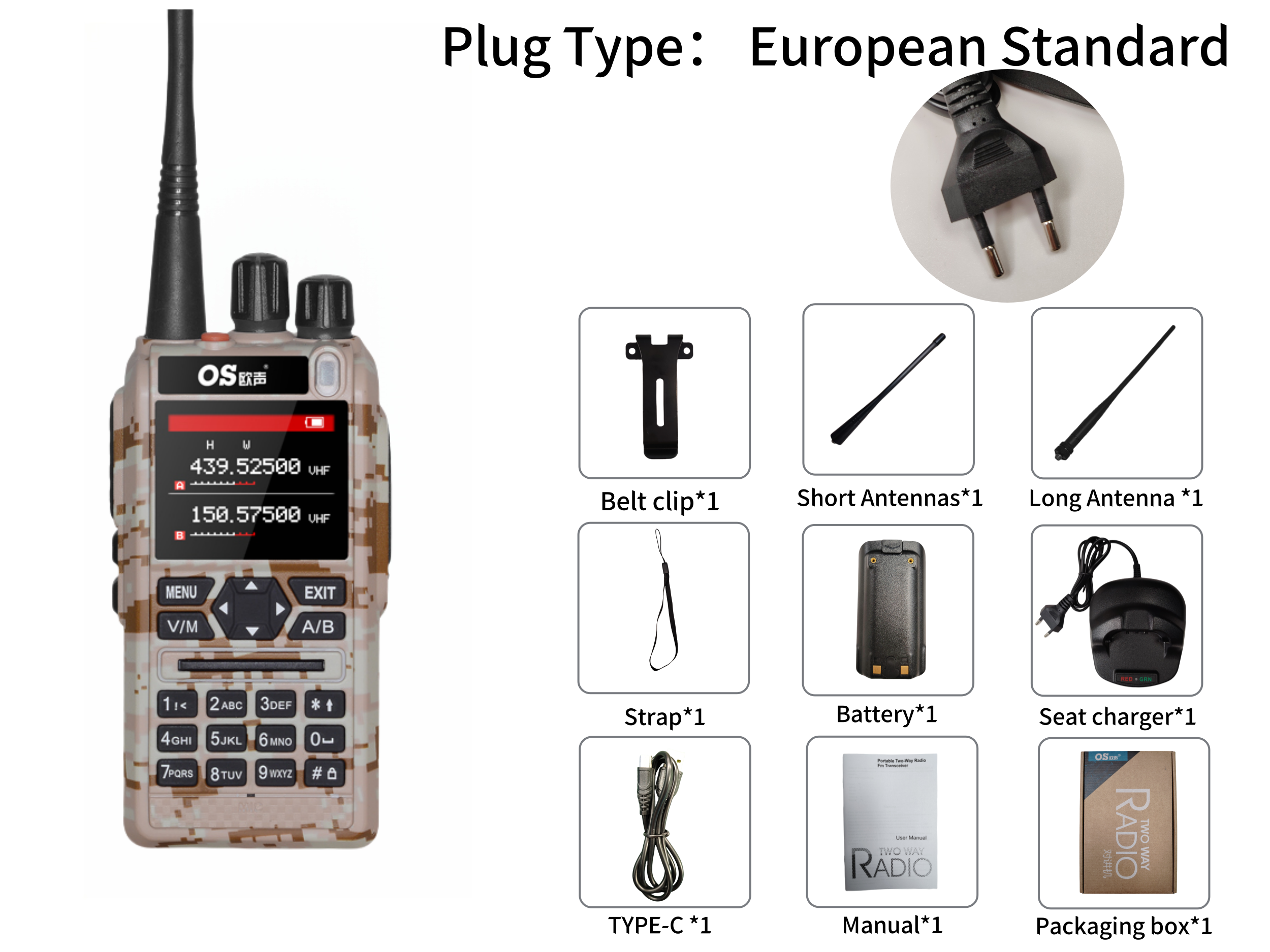 OS-DMR Brand Factory Two Way Radio Passed CE FCC UHF VHF Full Band Roger DTMF OS-8900UV Long Range Communication Radios: GRAY