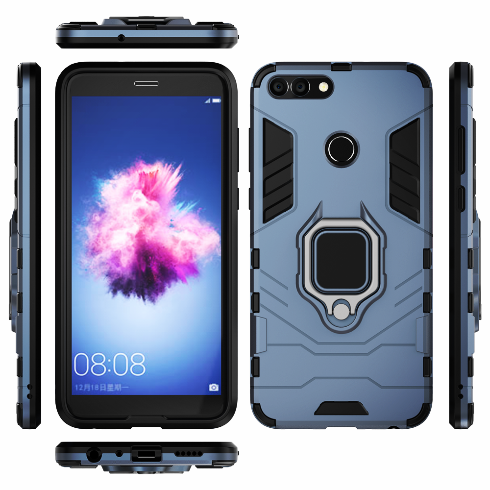 Pancerz Obudowa dla Huawei P sprytny 5.65 cal Obudowa moloścień uchwyt stojak pokrywa dla Huawei P sprytny 2018 Figa-LX1 PSmart Figa-LA1 Figa-LX2 LX3: Huawei P smart 2018 / marynarka wojenna niebieski
