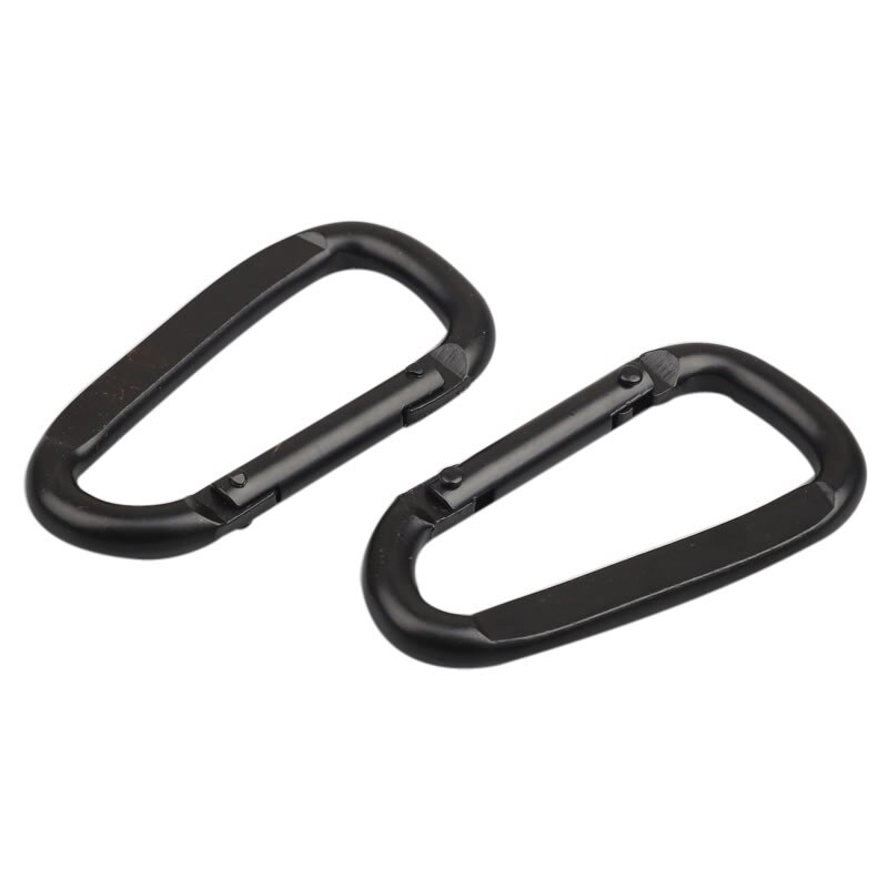 Electrophoretic Black Strong Load-bearing 230kg D Carabiner Spring Snap Clip Hooks Swing Safety Buckle Climbing Carabiner: 2 pieces