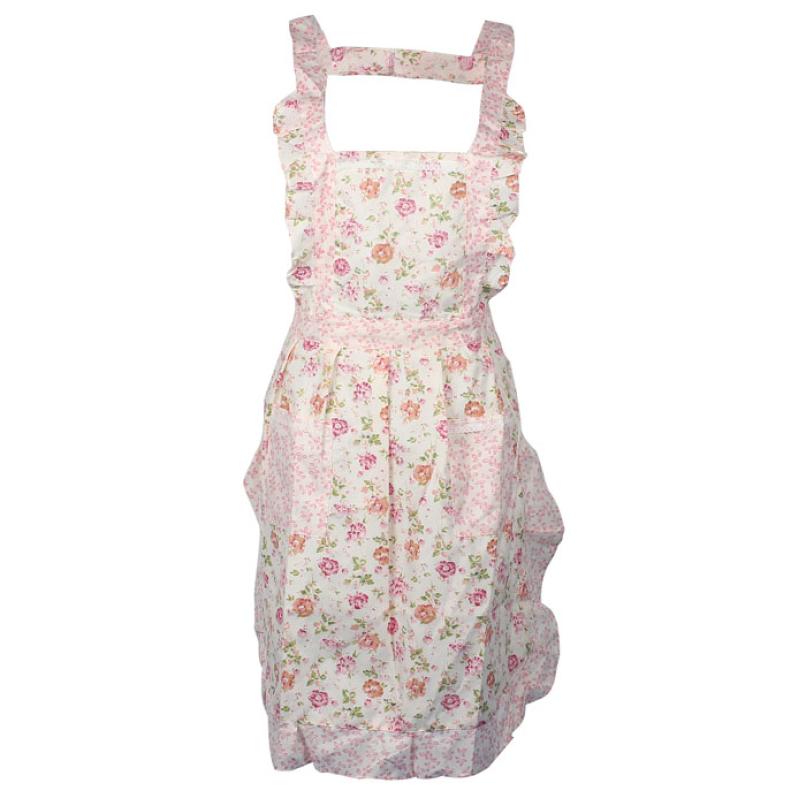 Women Lady Apron Dress Restaurant Home Kitchen Cooking Bib Flower Style Pocket Lace Apron Dress Support #B20