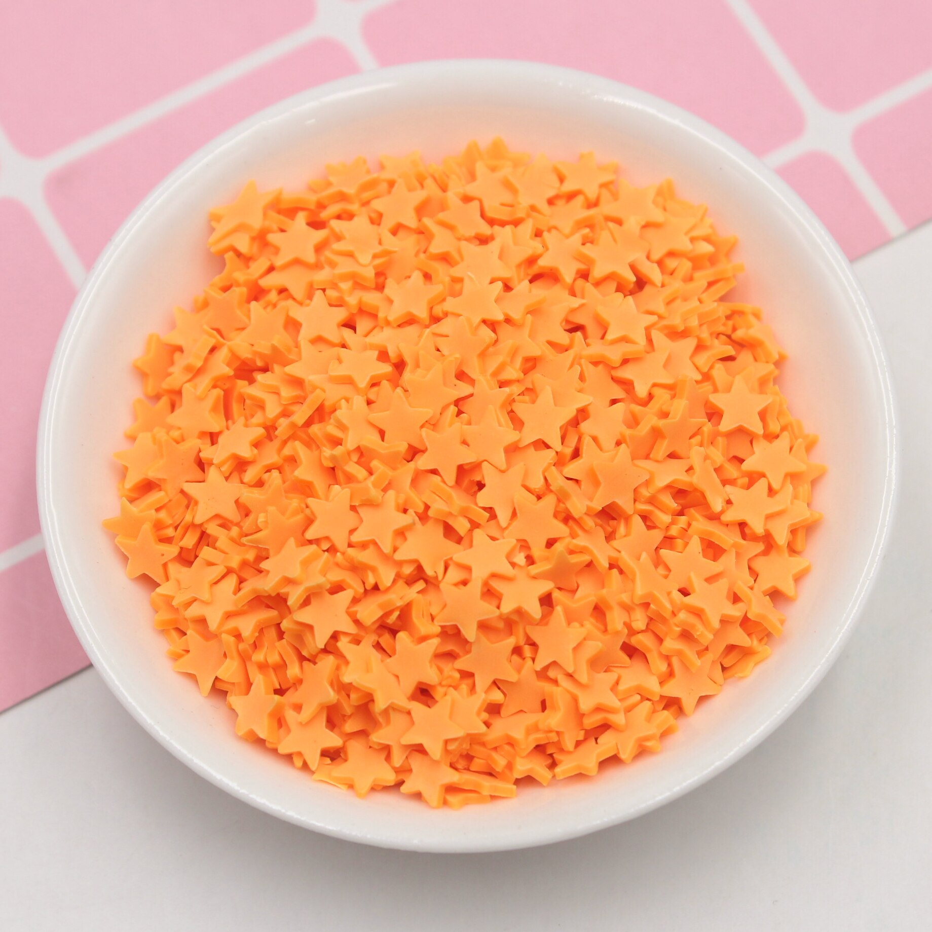 100g/ lot 5mm stjärniga lerskivor strös mjuk keramik för slemfyllning dekoration gör-det-själv hantverk: Orange