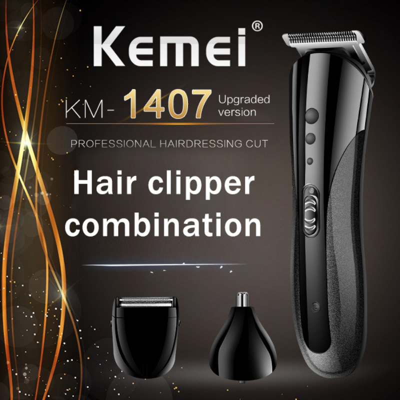 Kemei all  in1 genopladelig hårklipper til baby mænd vandtæt trådløs elektrisk barbermaskine skæg næse ørebarbermaskine