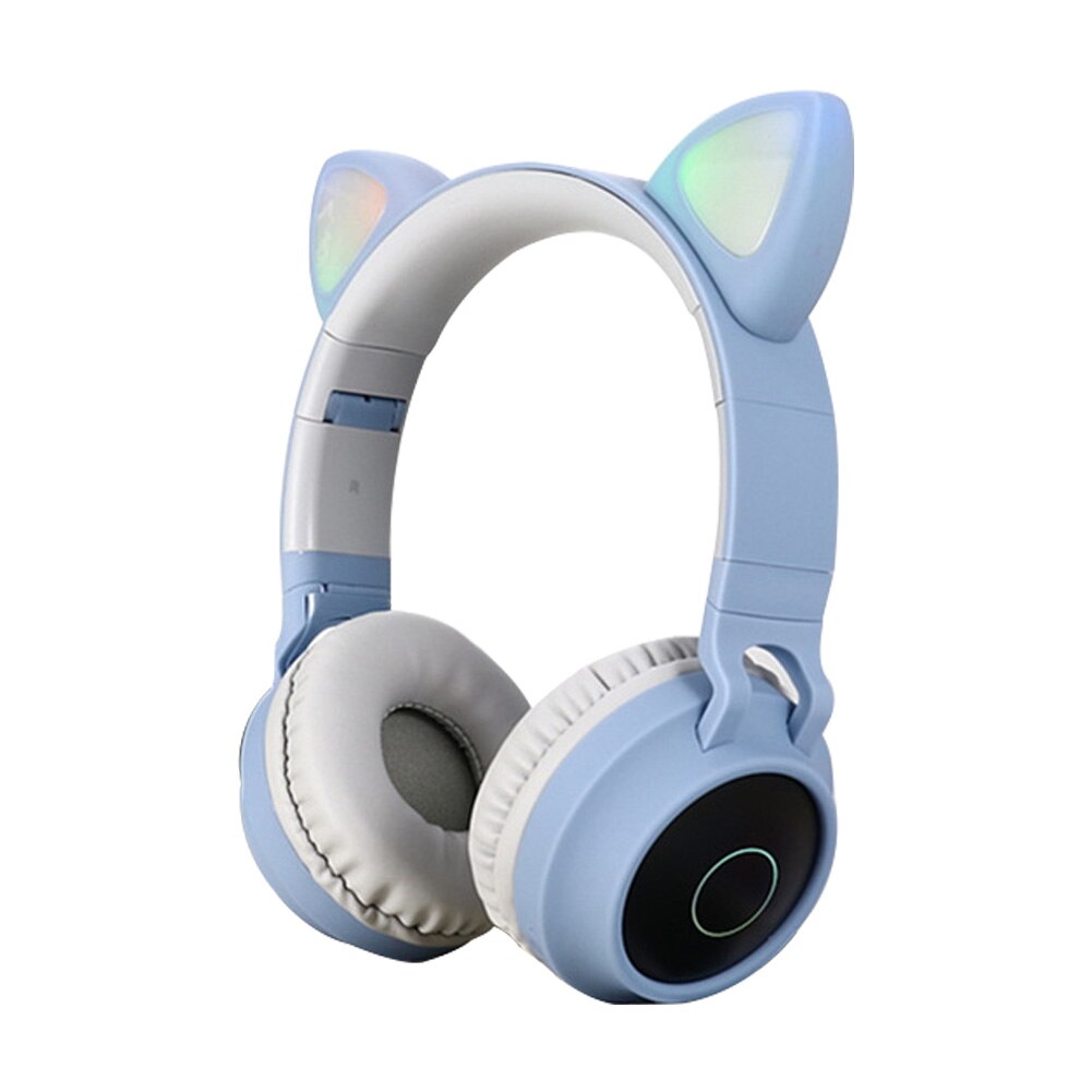 LED Cat Ear Light Bluetooth 5.0 Headset 3.5mm Young People Noise Cancelling Gaming Headphones for Laptop Smart Phone: BU