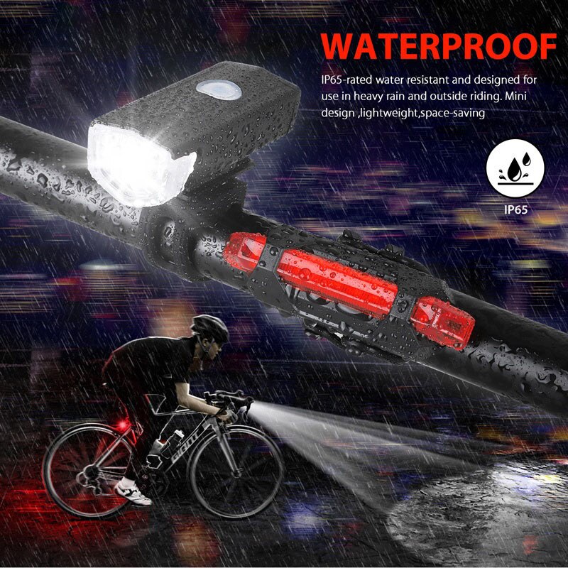 Fahrradlicht-einstellen, Frontlicht mit Rücklicht, wiederaufladbar über USB, einfach zu installieren, 3 Modi, Fahrradzubehör für das Fahrrad, Straße, MTB