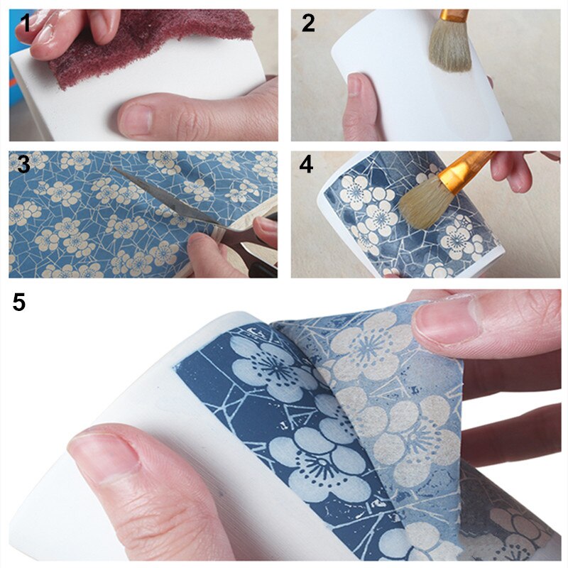Papel de flores de colores Jingdezhen, cerámica, arcilla, bajo esmalte, porcelana azul y blanca, papel de transferencia de alta temperatura, 1 unidad