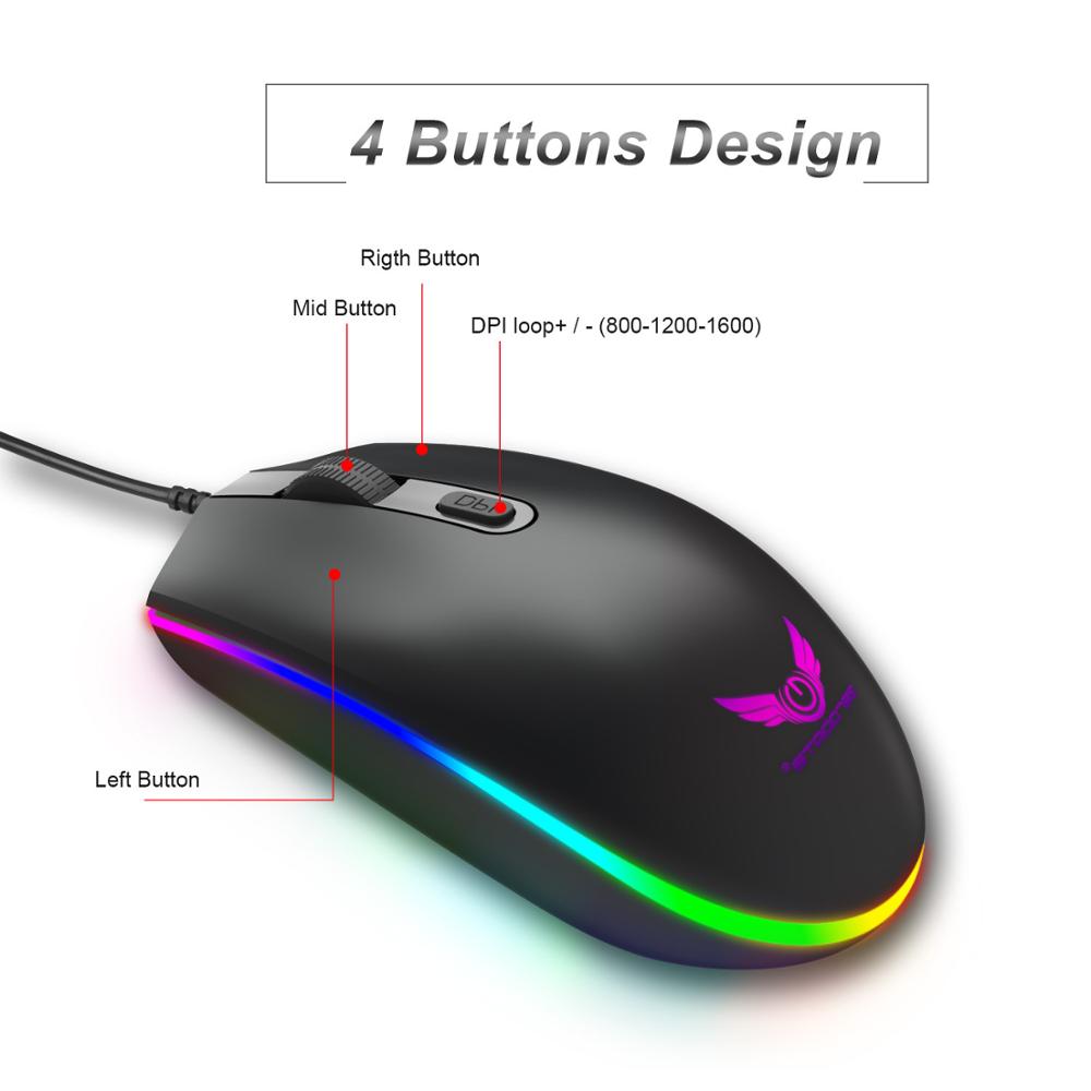 ZERODATE 1600DPI LED Optical Gaming Mouse USB Wired Gamer Mouse 4 Buttons Gamer Computer Mice For Laptop Mice PC