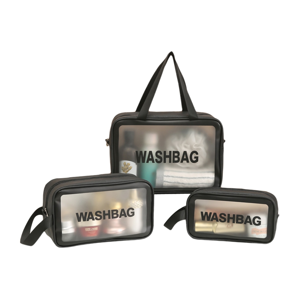 Vrouwen Cosmetische Tas Draagbare Pvc Multipurpose Wc Opbergtas Clare Make-Up Tas Voor Vrouwen Maat S M L: Black / S