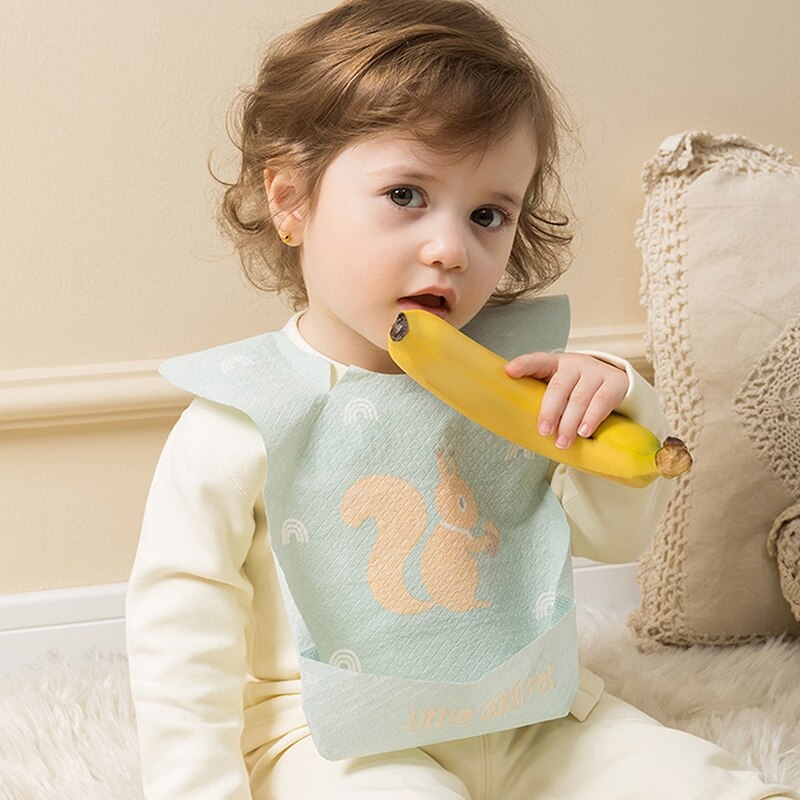 Bavaglino monouso per bambini 20 pezzi bavaglino per bambini impermeabile mangiare bavaglino con tasca sciarpa per bambini bavaglino Saliva asciugamano bavaglino mangiare conveniente