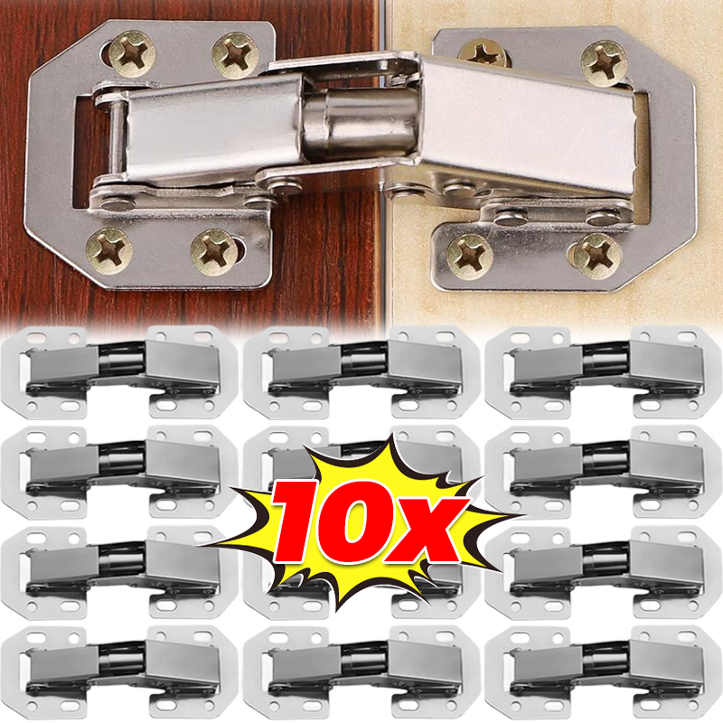 4 inch 90 Graden Stalen Kast Scharnieren Geen Boren Gat Buffer Scharnier Keukenkast Houten Deur Scharnieren Set Meubelbeslag