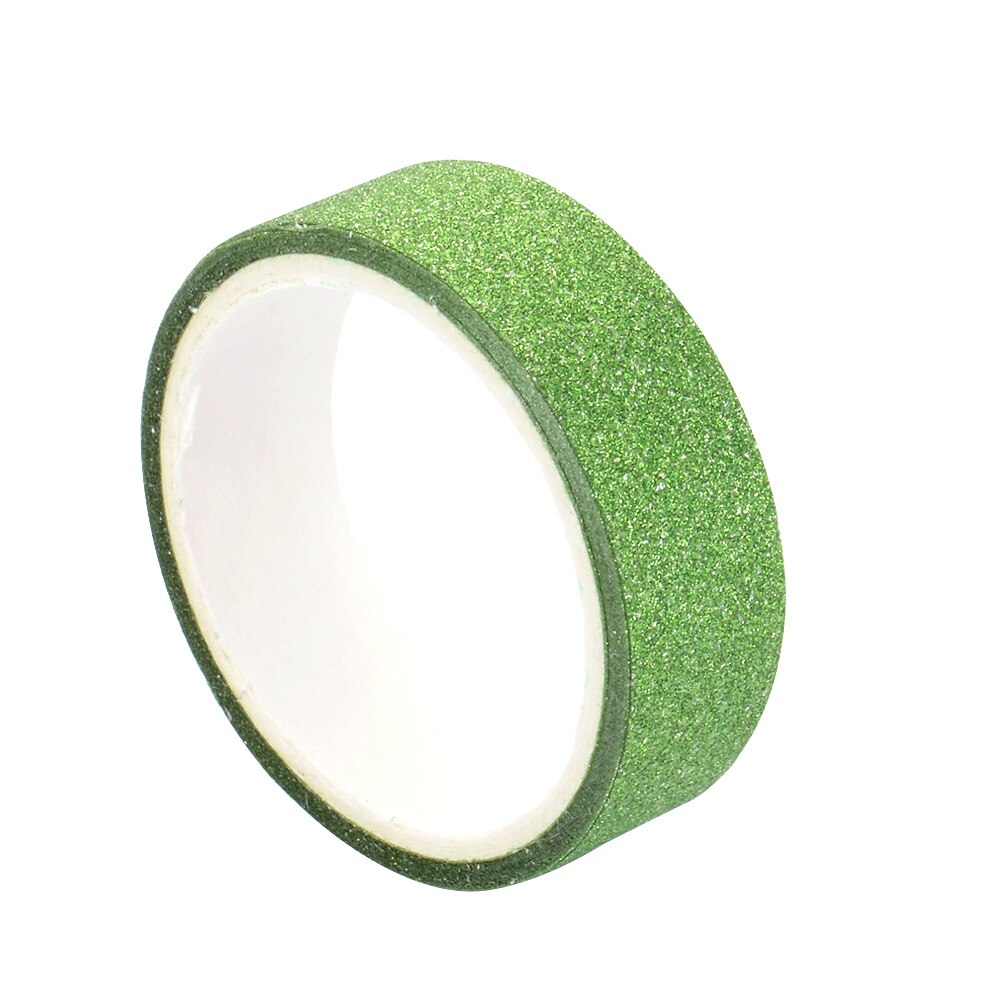 Ensemble de rubans adhésifs Washi à paillettes de 15mm * 5m, papeterie japonaise, rubans adhésifs décoratifs pour Scrapbooking, Kawai Adesiva: green