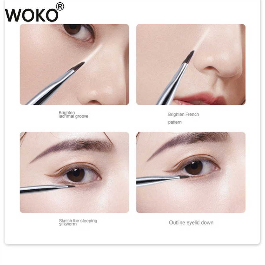 Eyeliner-Pinsel mit abgewinkelter Klinge, dünner Augenbrauenpinsel, Sichel-Eyeliner, flüssiges Gel, Eyeliner-Pinsel, dünner abgewinkelter Eyeliner, machen-hoch-Werkzeug