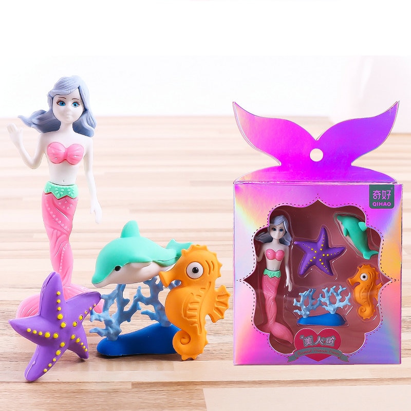 Kawaii Leuke Gum Set Mermaid Prinses Gummen Voor Kinderen School Student Items Leuke Gum Voor Meisjes