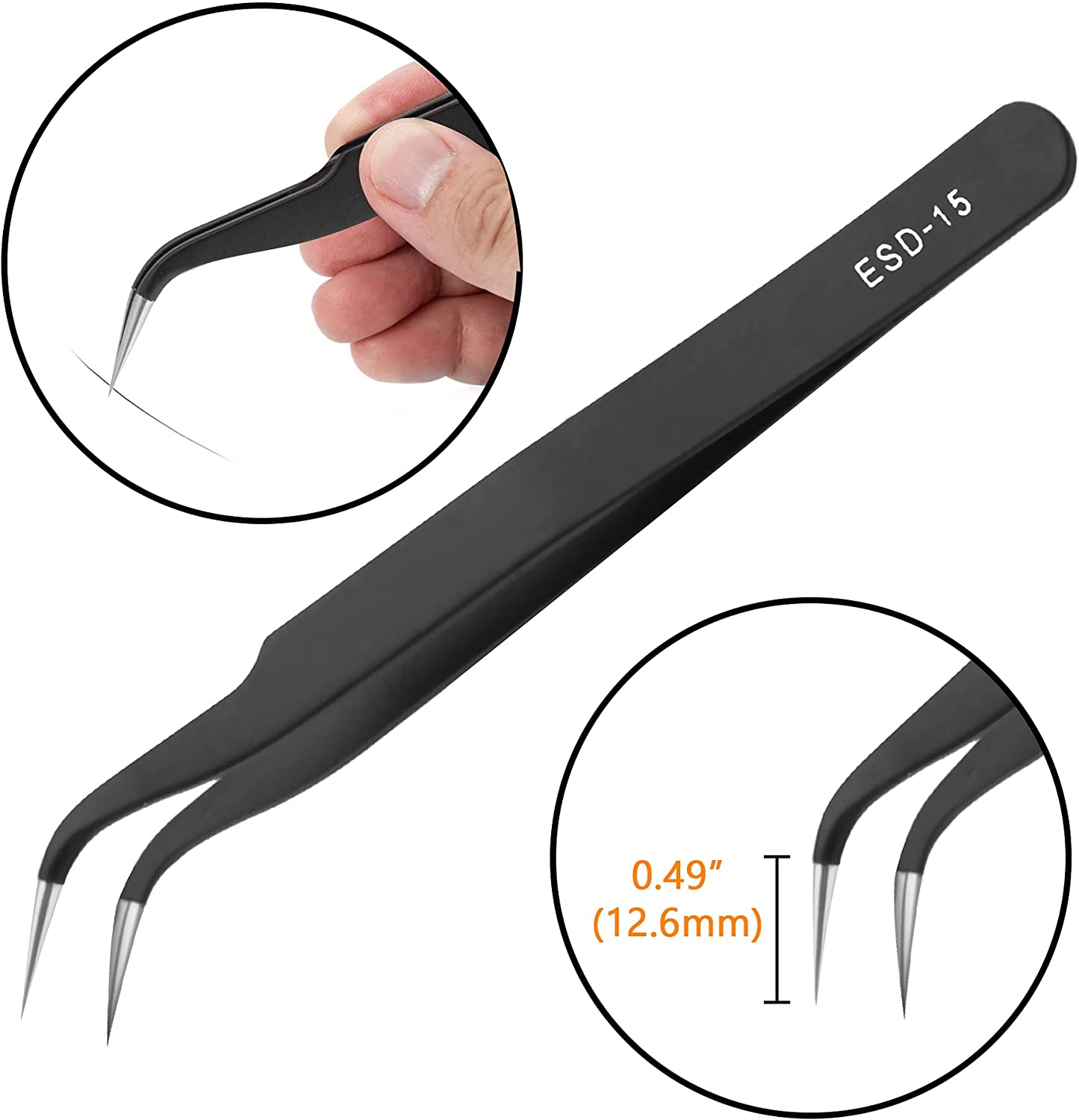 ESD Tweezers Tools Kit Precision Anti-Static Stainless Steel Tweezers Hand Repair Tool For Soldering Electronics Craft Lab Home