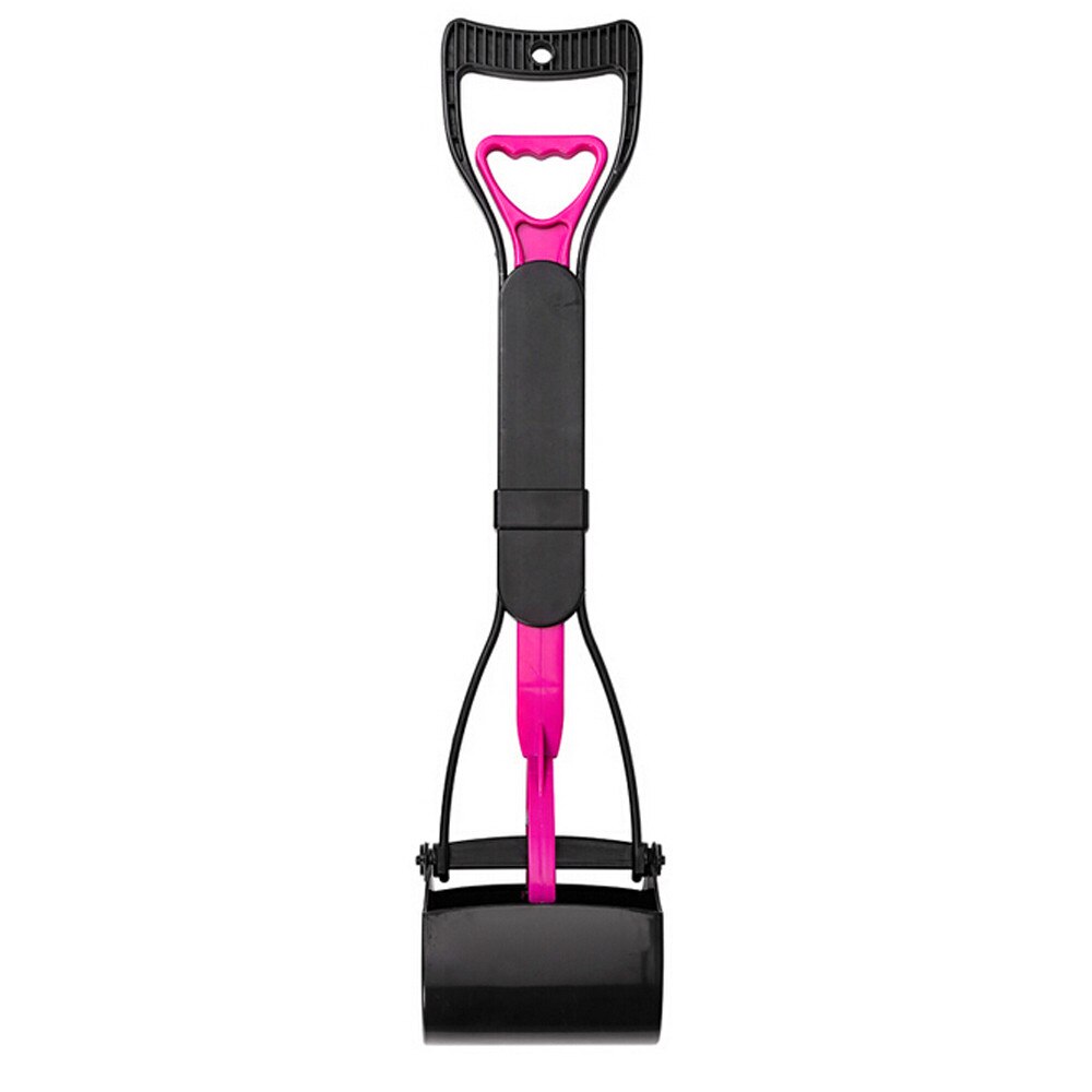 Scoop Clean Pick Up Transer Long Handle Dog Cat Pet Pooper Scooper Jaw Poop Scoop Clean Pick Up Waste: Pink 