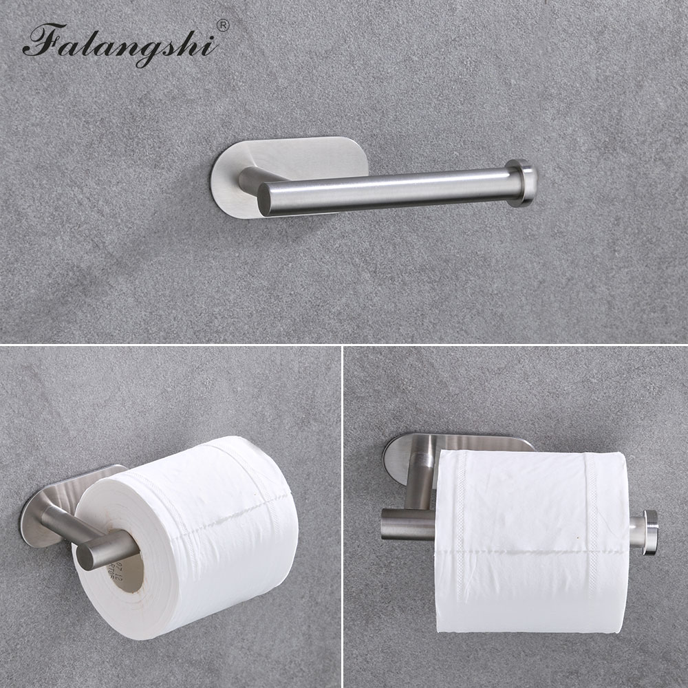 Bathroom Hardware Set Robe Hook Roll Paper Holder Single Towel Bar 3M Sticker Easy Installation Bathroom Accessories WB8863