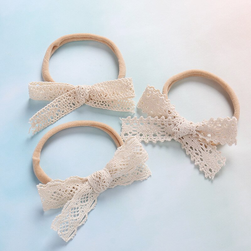 Diadema o pinzas para el pelo de nailon con lazo de encaje Vintage, para Baby Shower