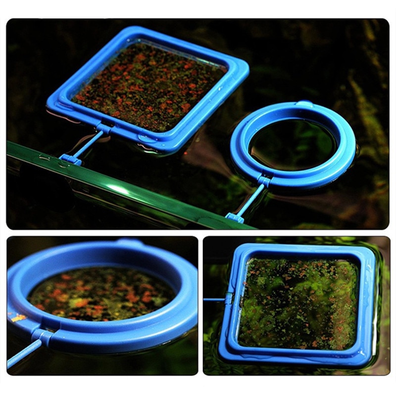 Nicrew Aquarium Feeding Ring Fish Tank Floating Food Tray Feeder Square Circle Accessory Water Plant Buoyancy Suction Cup