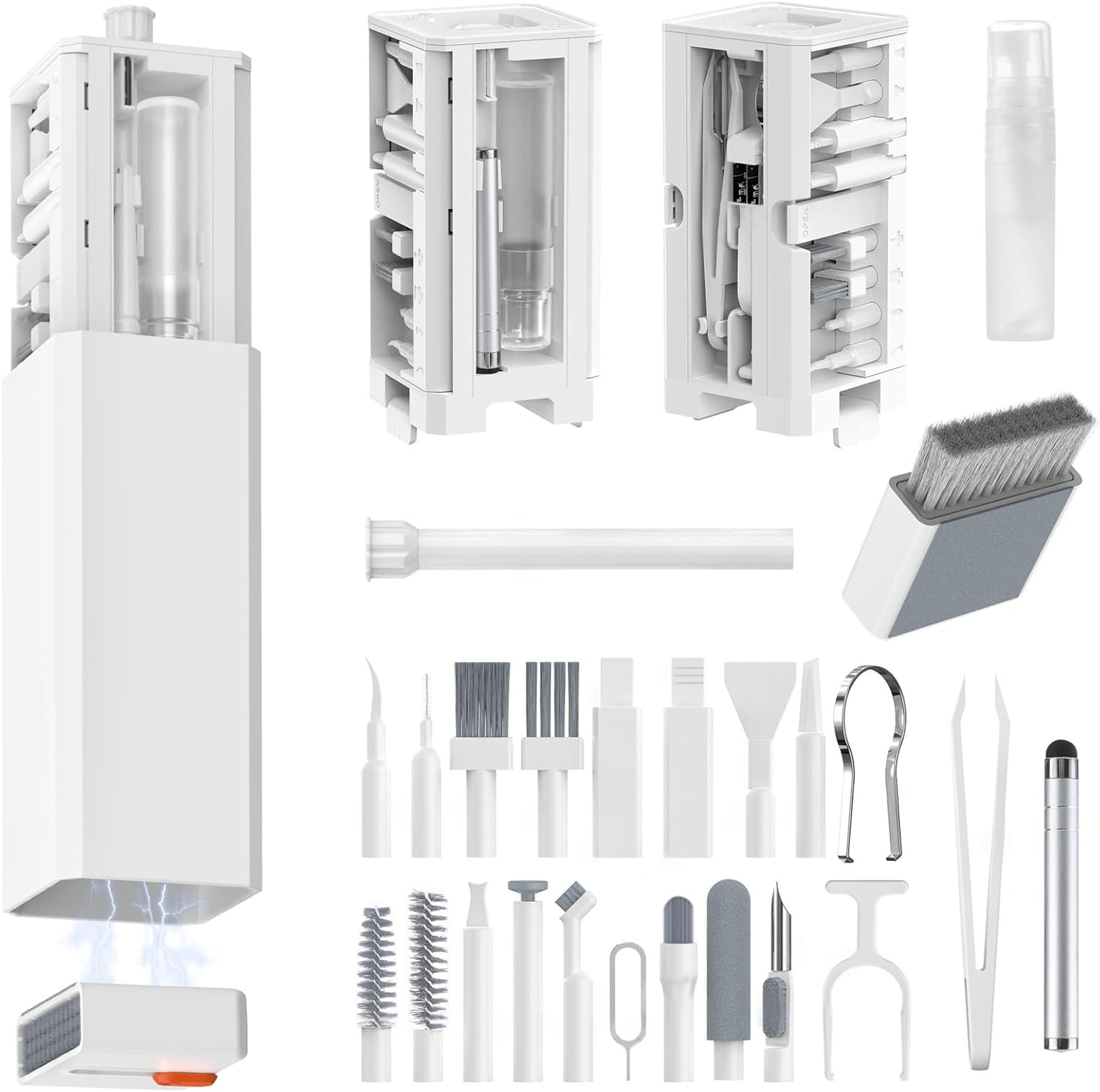 32-in-1 Keyboard Cleaning Kit For MacBook Laptop Computer Multi-Device Cleaner For Mobile Phones Airpod Earphones Camera Lens: WHITE