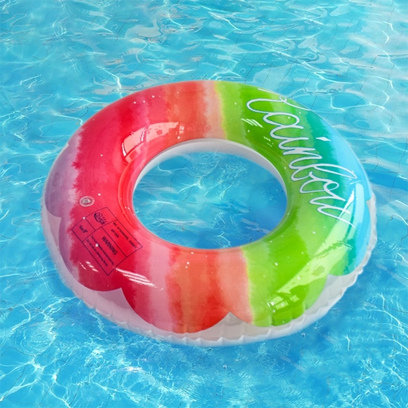 Inflatable Rainbow Swimming Circle PVC Underarm Ring For Swimming Pool Float Summer Party Beach Accessory