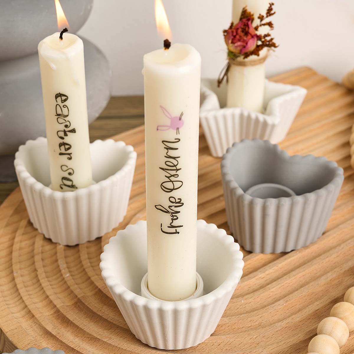 Portavelas a rayas de hormigón, molde de silicona DIY hecho a mano, candelabro redondo en forma de corazón y estrella, molde de yeso, artesanía 3D, , decoración del hogar