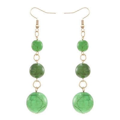 YULUCH Long Pendant Earrings Women's National Jewelry Accessories 3 grain Semi-precious Balls Party: green