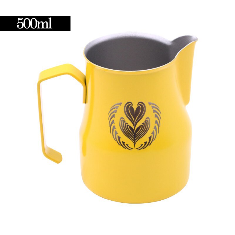 350/500/700ml Koffie Melk Opschuimen Jug Teflon Oppervlak Grote Buik Barista Pitcher Mok Roestvrij Staal Melk jug Voor WBC Concurrentie: 16