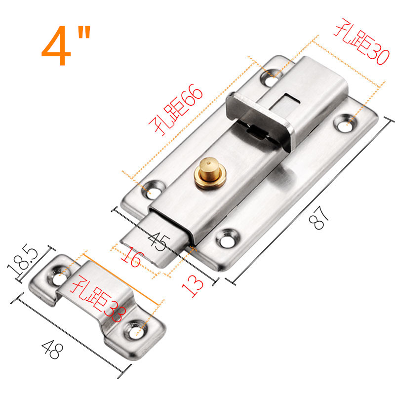Stainless Steel Spring Loaded Door Latch Bolt Brass Push Release Button Old-fashioned Automatic Spring Latch Lock: 2