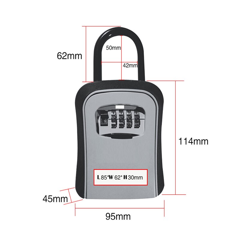 Password Safety Key Lock Box Outdoor Wall Mounted Weatherproof 4 Digit Combination Keys Storage Hanging Lock Boxes Indoor