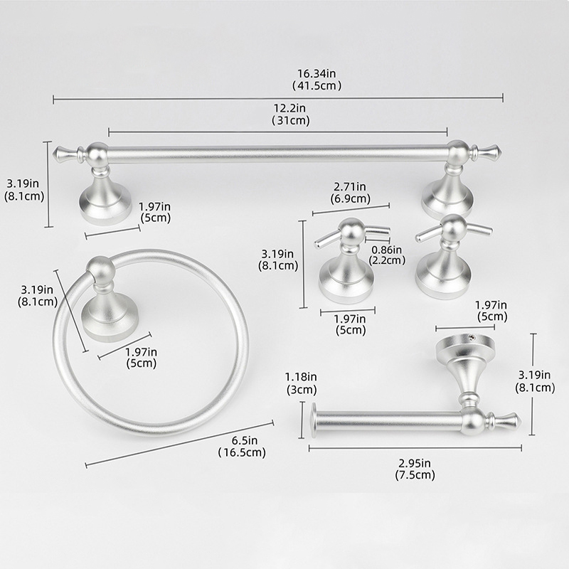 Accessori per il bagno neri opachi impostato di ferramenta per montaggio a parete in lega di alluminio portasciugamani portasciugamani portarotolo di carta igienica gancio per accappatoio: bianca