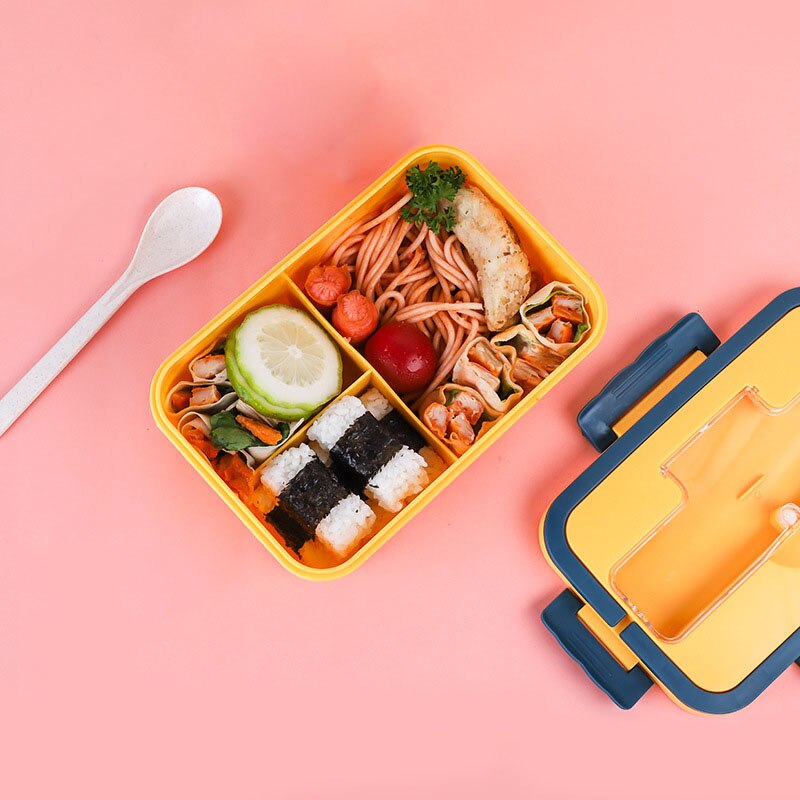 1000ml bento box insulated bag Portable lunch box with spoon chopsticks Microwave plastic lunch box set Food storage container