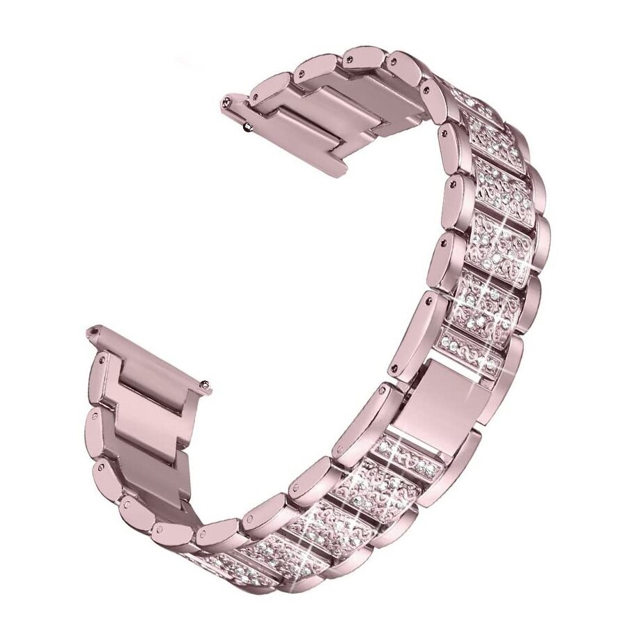Bling smartklokke erstatningsbånd til fitbit versa/versa 2 stropper til kvinner oppkledd metallarmbånd smykker armbånd rosa rosa: rose rosa