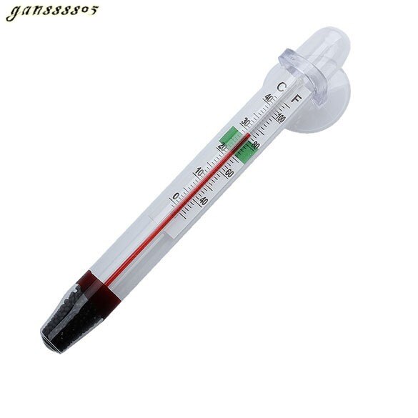 Medidor de vidrio para acuario, termómetro de temperatura del agua de vidrio para tanque de peces con bonita ventosa, 1 ud.: Default Title