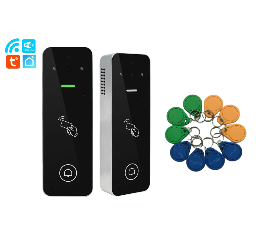 TuyaSmart WiFi Video Intercom Access control System Keypad Fingerprint With Doorbell for Villa apartment Outdoor Metal Case IP65: Blue