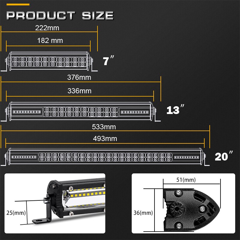 Racbox Ultra Slanke Led Licht Bar Dual Rij 7 13 20 Inch Spot Flood Beam Led Verlichting Voor Suv uaz Off Road Atv Offroad 12V 24V