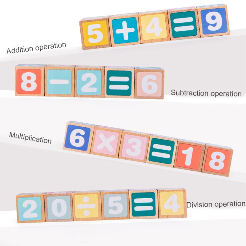 WEMMICKS Children Mathematics Arithmetic Block Set Number Cards Learning Game Math Arithmetic Teaching Aids For Toddler