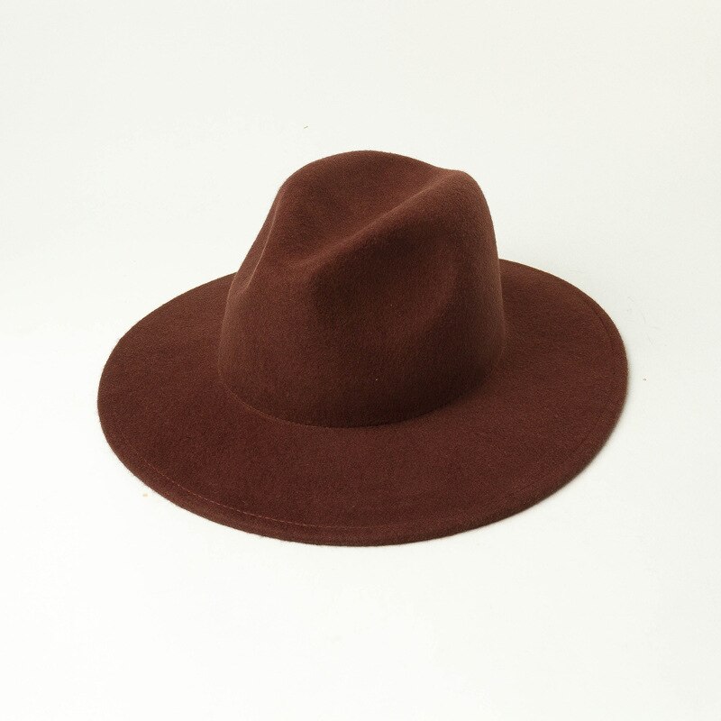 202009-hh9009 vinter ull solid barn 53cm huvud storlek barn fedoras keps barn jazz panama hatt: Brun
