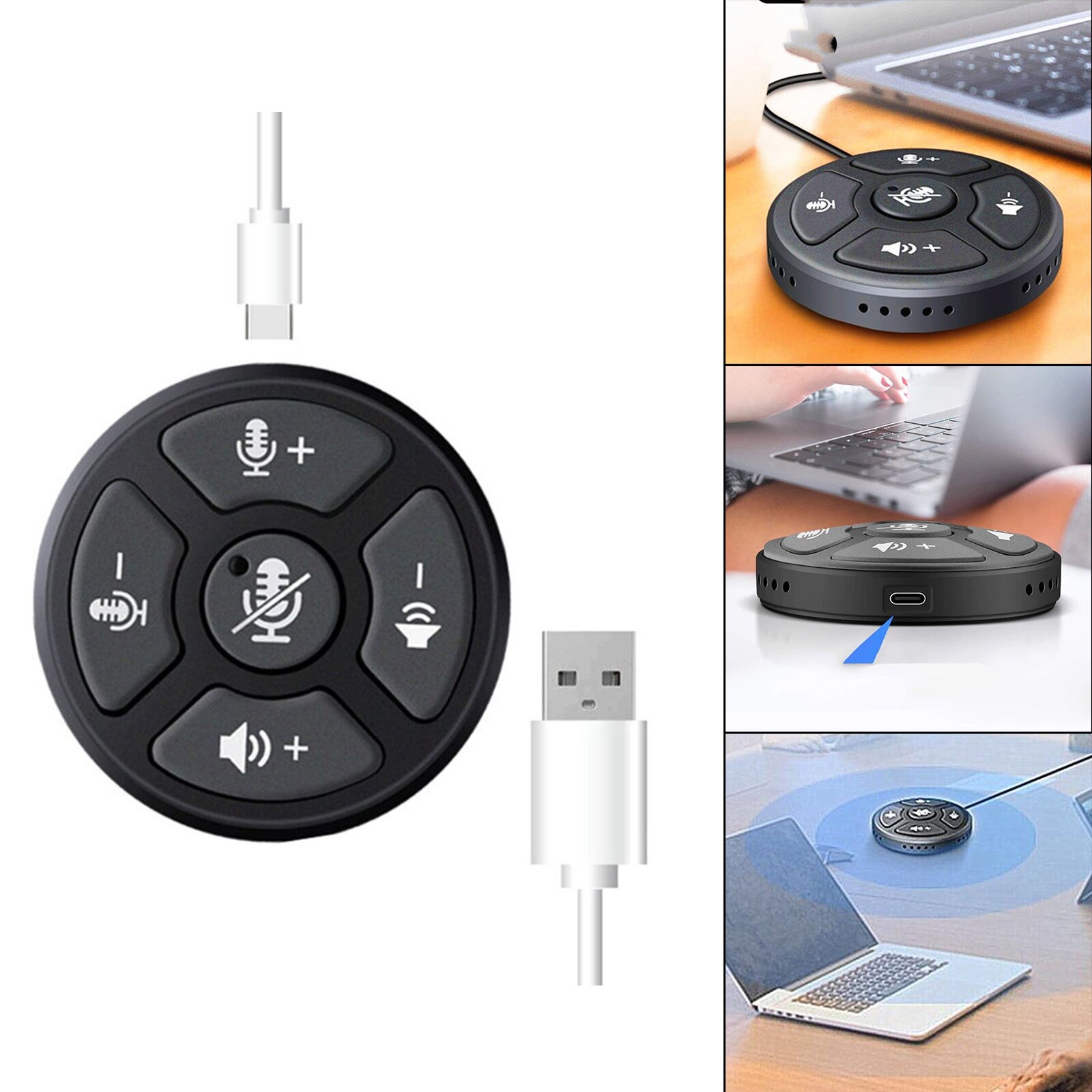 USB Conference Microphone with Mute Button Easy Setup for Online Class PC
