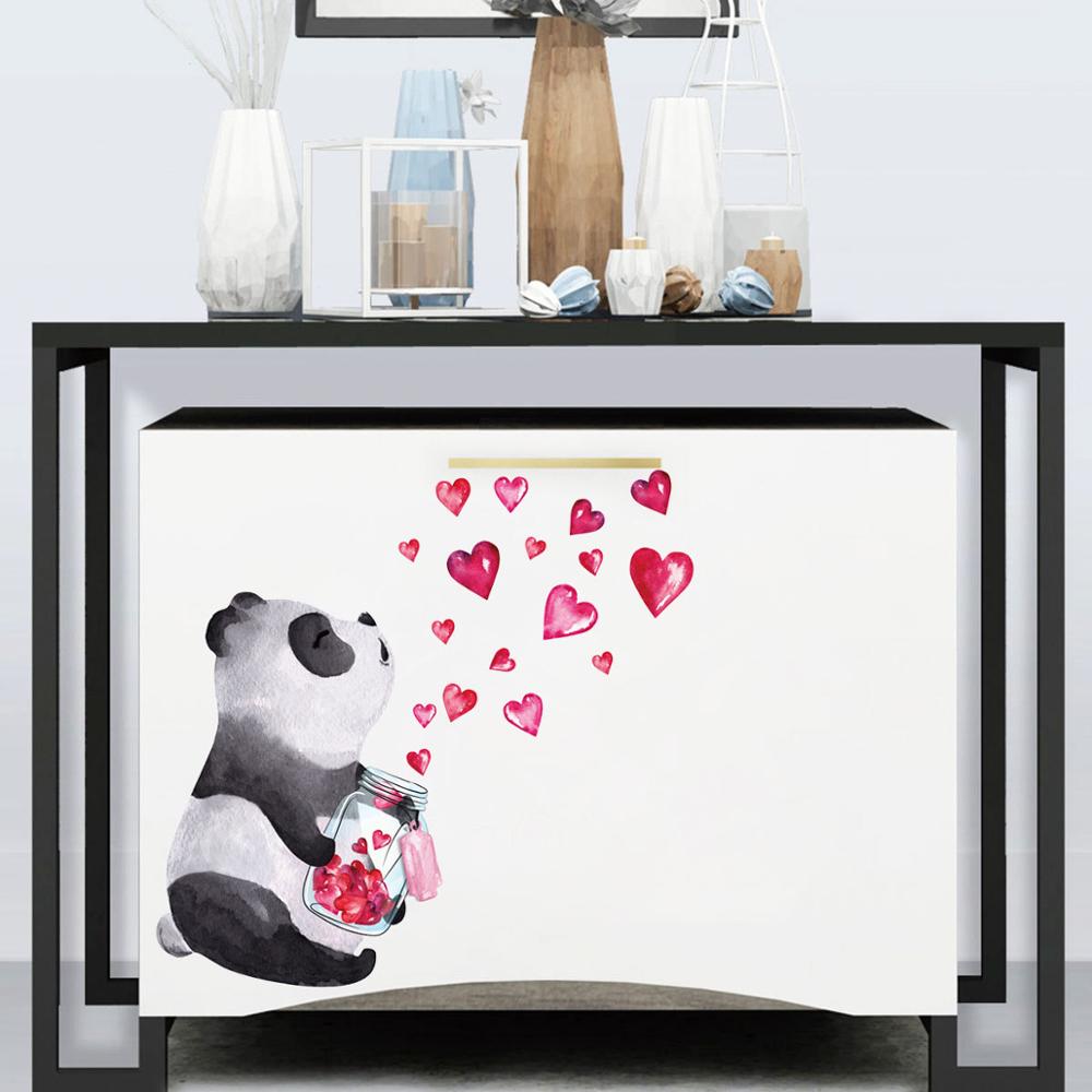Kinesisk stil handritad panda väggdekal väggmålning konst vardagsrum sovrum skåp heminredning söta klistermärken