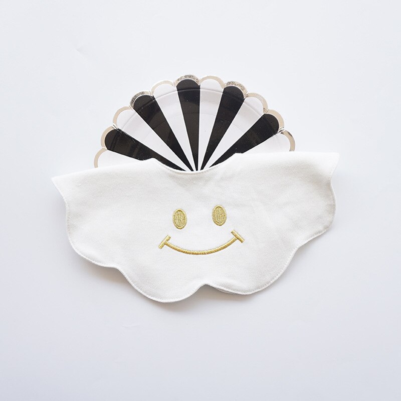 Bavoir circulaire en coton pour bébé, serviette pour nourrisson, bavoir en dentelle brodé avec nœud, 360: 4