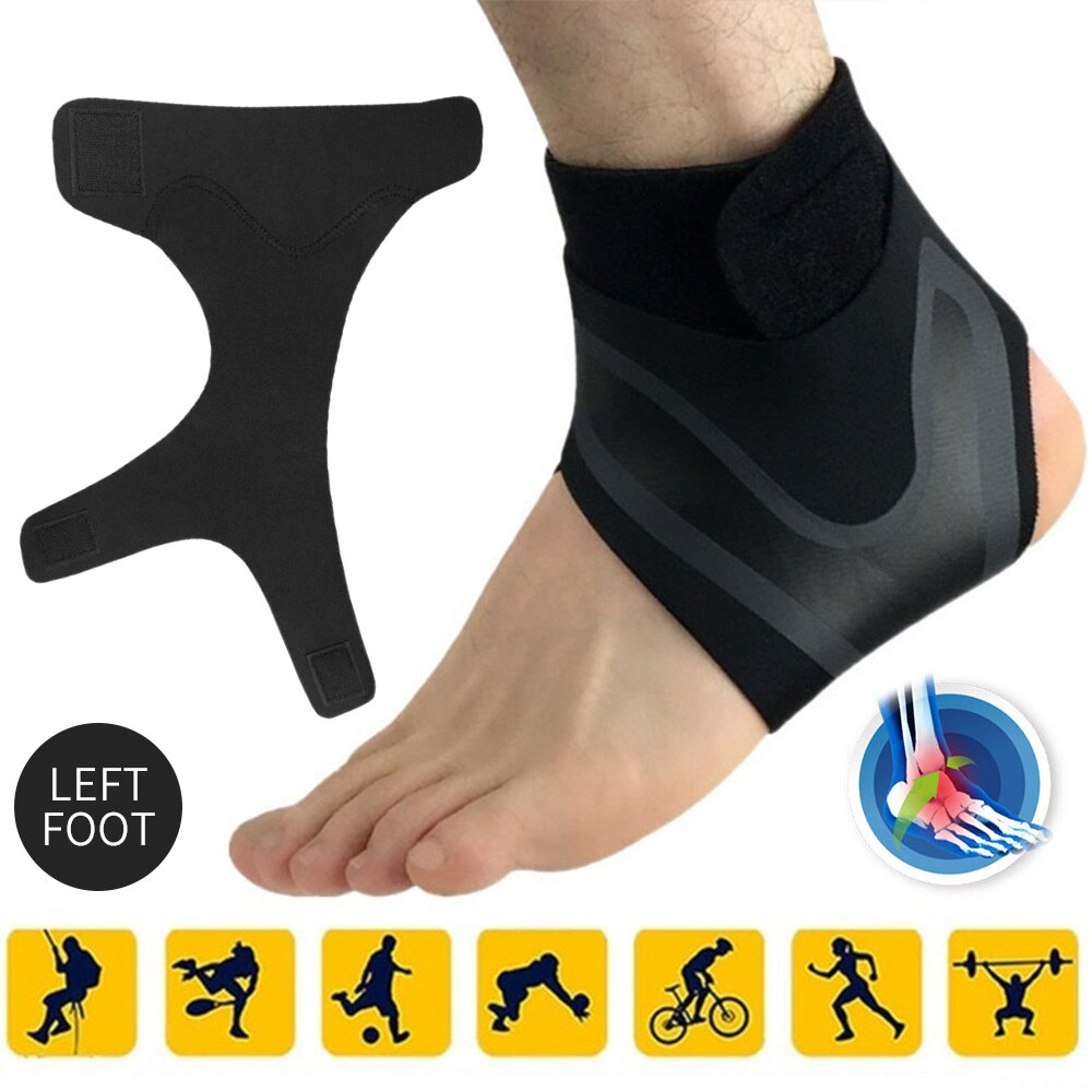 Voet Mouw Ondersteuning Enkel Bandage Zwart Polyester Vezel Duurzaam Veiligheid Been Training